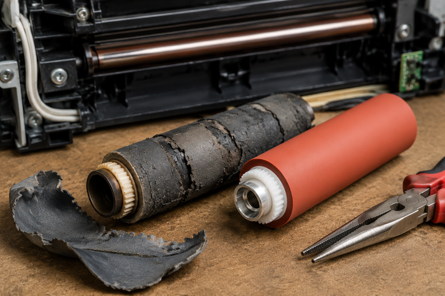 Fuser Pressure Roller Failure: Wrinkled Prints, Jamming, and 50.x Errors – Full Diagnosis & Repair Guide