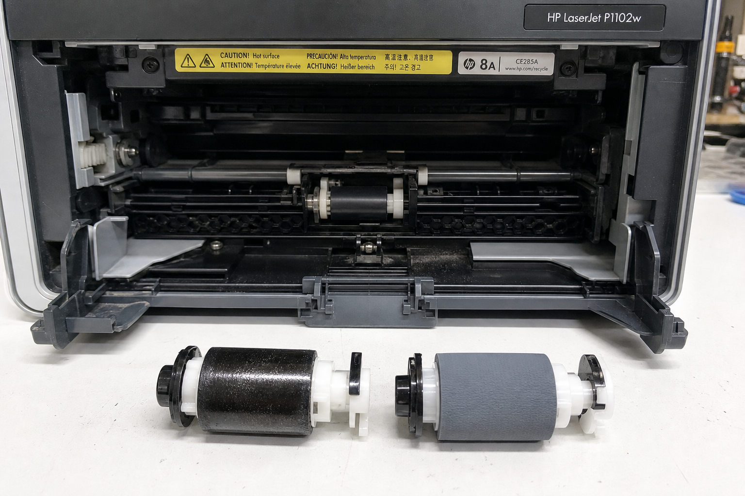 HP LaserJet P1102w Paper Feed Failure? Pickup Roller Diagnosis & Repair Guide